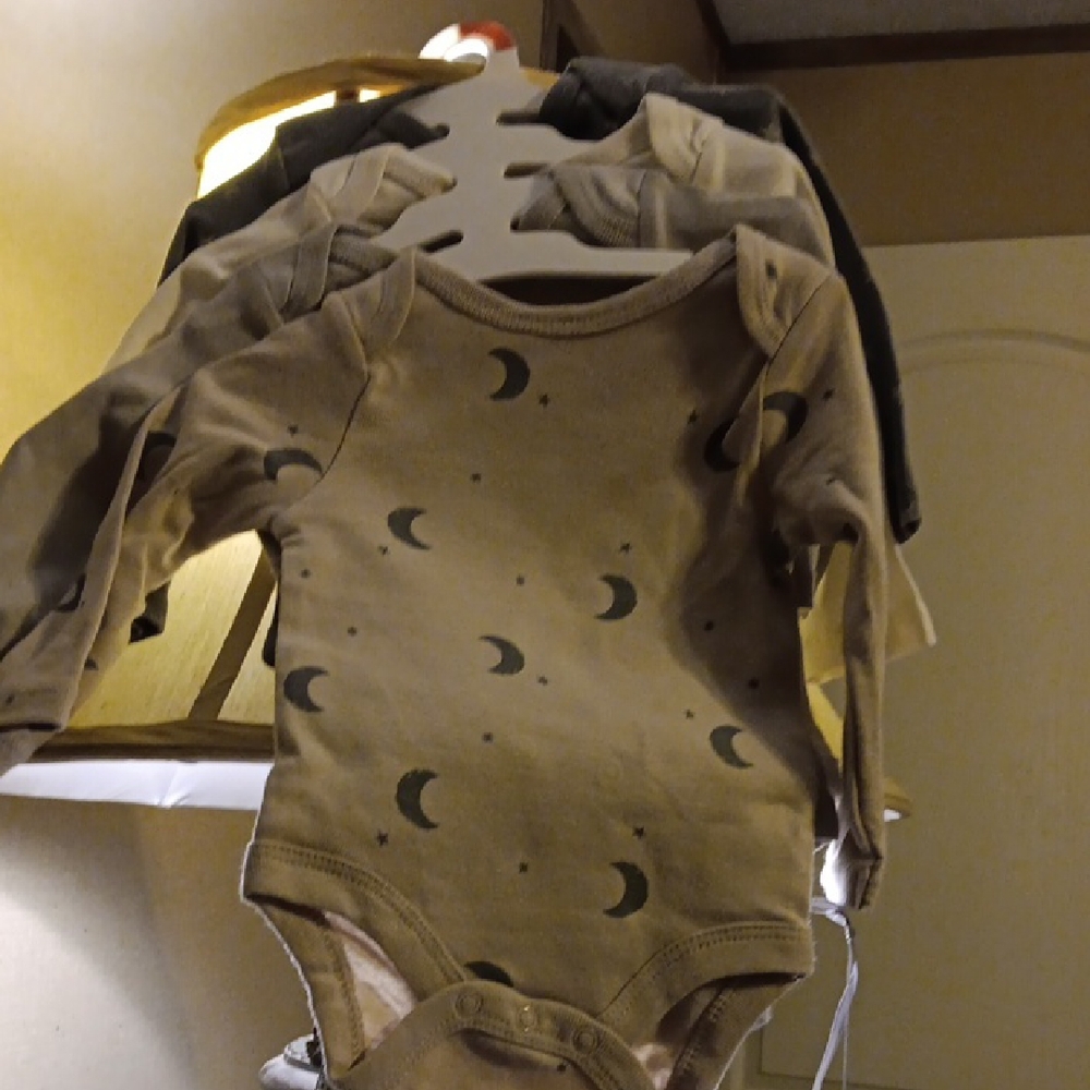 Moon and Stars Brown Baby Onesie